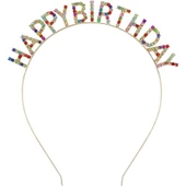 Renkli Kristal Taşlı Lüks Happy Birthday Taçı - 1