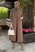 Sinem Çelik Örme Triko Hırka Sütlü Kahve - 4
