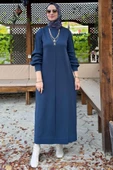 Ecem İndigo Triko Elbise - 4