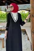Eylül Gömlekli Triko Elbise Siyah - 3