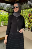 Nisan Simli Triko Elbise Siyah thumbnail 2
