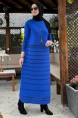 Nisan Simli Triko Elbise Saks - 2