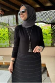 Nisan Simli Triko Elbise Siyah thumbnail 4