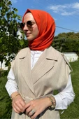 Apoletli Çizgili Takım Bej - 6