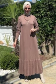 Rüya Sütlü Kahve Triko Elbise - 4