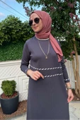 Samanyolu Antrasit Triko Elbise - 7