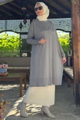 Melda Triko Tunik Gri - 6