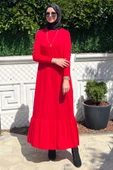 Rüya Kırmızı Triko Elbise - 6