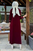Eylül Gömlekli Triko Elbise Bordo - 7