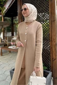 Sinem Çelik Örme Triko Hırka Bej - 4