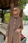 Sinem Çelik Örme Triko Hırka Sütlü Kahve - 8