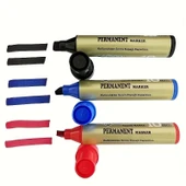 Permanent 10mm Marker Koli & Çuval (KIRMIZI 1 / MAVİ 1 / SİYAH 1) 3'lü SET - 1