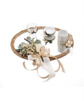 20cm Söz Nişan Damat Kahvesi Fincan Seti Doğal Çiçekli - 1