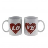 2 Adet Love Yazılı Bardak Kupa Çift - 1