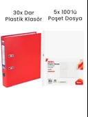 30 Adet Tigra Dar Klasör 5 Adet Noki 100'lü Poşet Dosya Ofis Seti - 1