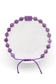 Ametist Doğal Taş Makrome Örme Bileklik Küre Kesim - 1