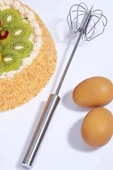 Yenigeldi Bas-çek Mikser Karıştırıcı Paslanmaz Çelik El Itme Çırpma Blenderi Yumurta Çırpıcı Süt Köpürtücü - 1