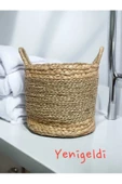 Yenigeldi (YÜKSEKLİĞİ:26-GENİŞLİĞİ:30 CM) 1 Adet Saplı Yuvarlak Dekoratif Hasır Sepeti Yen240005or - 1