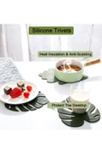 Yenigeldi 2 Adet Yaprak Silikon Çok Amaçlı Nihale Servis Isıya Dayanıklı Kaymaz Tencere Matı Trivet - 2