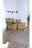 Yenigeldi 4 Adet Saplı Sepet Seti, Dikdörtgen Doğal Saklama Kutuları yen2400174 - 1