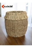 Yenigeldi 1 Adet Yuvarlak Hasır Sepeti Üstü ( Yüksekliği 25 Cm Genişliği 23 Cm Taban 21 Cm) Yen240031k - 1