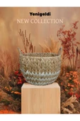 Yenigeldi 1 Adet Doğal Hasır Sepet ( 26 Cm - 40 Cm - Taban 28 Cm ) Beyaz Çizgili Yen240014or - 2