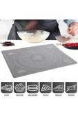 Yenigeldi Gri Silikon Yapışmaz Hamur Açma Matı, Ölçekli Hamur Açma Altlığı Masa Tezgah Yüzey Koruyucu 50x40cm - 1