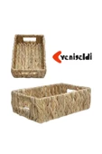Yenigeldi (YÜKSEKLİĞİ:10-GENİŞLİĞİ:20-UZUNLUĞU:28 CM) 1 Adet Küçük Hasır Sepet Yen2400361 thumbnail 1