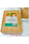 Yenigeldi Fin Tasarımı Bambu Oluklu Ekmek Meyve Kesme Tahtası (ÖN YÜZ) Bambu Düz Kesme Tahtası (ARKA YÜZ) - 1