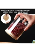 Yenigeldi 2 Adet Bambu Kapaklı Hava Geçirmez Kapaklı Borosilikat Isıya Dayanıklı Cam Kavanoz (250 ML) - 4