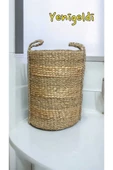 Yenigeldi 1 Adet Yuvarlak Dekoratif Hasır Sepet ( Yüksekliği 43 Cm Genişliği 33 Cm Taban 30 Cm) Yen240008or - 1