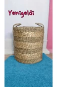 Yenigeldi 1 Adet Yuvarlak Dekoratif Hasır Sepet ( Yüksekliği 46 Cm Genişliği 41 Cm Taban 38 Cm) Yen240008b - 1