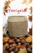 Yenigeldi 1 Adet Yuvarlak Hasır Sepeti ( Yüksekliği 31 Cm Genişliği 33 Cm Taban 30 Cm ) Üstü Beyaz Yen240031or - 2