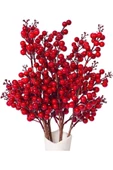 Yenigeldi 2 Adet El Yapımı  Kokina Red Berry Yılbaşı Süs ,   Ev Parti Kış Noel Yılbaşı Süsü t107 - 1