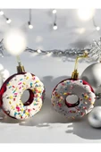 Yenigeldi Donut yılbaşı Süsü Seti Yılbaşı Ağacı Tatlı Süsleri Yılbaşı Dekoratif Asılı Süsler Ağaç Dekorasyonu - 1
