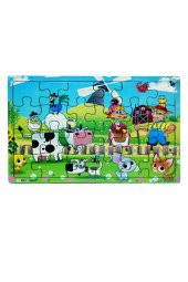 Yeni 4 Adet  24 Parçalı Ahşap Puzzle Yapboz Seti, Çiftliğim, Okyanus Canl., Vahşi Hayv., Çiftliğim 2 - 5