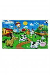 Yeni 4 Adet  24 Parçalı Ahşap Puzzle Yapboz Seti, Çiftliğim, Okyanus Canl., Vahşi Hayv., Çiftliğim 2 - 7