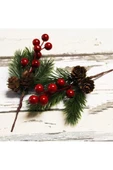 Yenigeldi 2 Adet Çam Kozalaklı Kokina Red Berry Yılbaşı süsü thumbnail 1