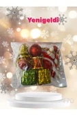 Yenigeldi Yılbaşı Süsleri Seti, Kırmızı Altın Süs Seti , Dekoratif Davul Noel Baba ve Hediye Paketi T-70 - 2