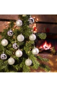 Yenigeldi 12 Adet Gümüş 6 Cm Yılbaşı Topu, Adet Noel Topu, Çam Ağacı Topu, Süs Topu thumbnail 2