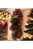 Yenigeldi 1 Adet 1.7m Pullu Yılbaşı Püskül Metalik Noel Ağacı Parlak Çelenk Süslemeleri (kırmızı Yeşil ) thumbnail 1