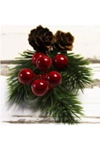 Yenigeldi 4 Adet Çam Kozalaklı Kokina Red Berry Yılbaşı süsü - 3