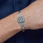 Zülfikar Kılıç Desenli 925 Ayar Gümüş Erkek Bileklik thumbnail 5