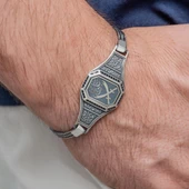Zülfikar Kılıç Desenli 925 Ayar Gümüş Erkek Bileklik thumbnail 4