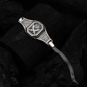 Zülfikar Kılıç Desenli 925 Ayar Gümüş Erkek Bileklik thumbnail 1