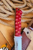 Verzalit Ahşap Sap Outdoor Kamp Bıçağı Çakısı Kılıflı Piknik Bıçak Çakı Mutfak Bıçağı ( KMÇ-180 ) - 3