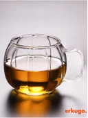 6 Adet Borosilikat Sunum Bardağı, Kahve Bardağı, Isı Dayanıklı Kulplu Meşrubat Bardağı (450 ml) Civelek - 4