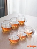 6 Adet Borosilikat Sunum Bardağı, Kahve Bardağı, Isı Dayanıklı Kulplu Meşrubat Bardağı (450 ml) Civelek - 2