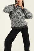 VıoShıne Kadın Leopar Desenli Sakallı Triko Kazak - 8
