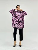 VıoShıne Kadın Leopar Desenli Oversize Saten Gömlek - 6